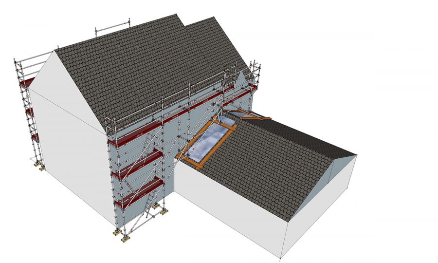 Modélisation 3D d'un échafaudage sur une maison à Brest Modélisation 3D d'un échafaudage sur une maison à Brest